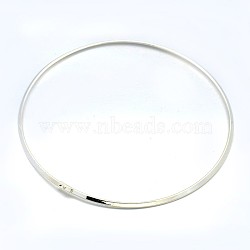 Brass Choker Collar Necklace Making, Rigid Necklaces, Silver Color Plated, 13cm(X-BJEW-F132-02S)