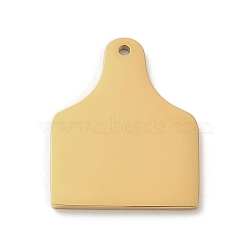 Ion Plating(IP) 304 Stainless Steel Pendants, Stamping Blank Tag, Rectangle Charm, Real 18K Gold Plated, 25x20x1.5mm, Hole: 1.4mm(STAS-K270-10G)