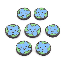 Handmade Polymer Clay Cabochons, Flat Round with Expression, Cornflower Blue, 9~11x1.5~2mm, about 5500pcs/1000g(CLAY-N006-132)