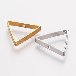 Brass Bead Frames, Triangle, Mixed Color, 15.5x17x0.5mm, Hole: 0.6mm(KK-F695-03)