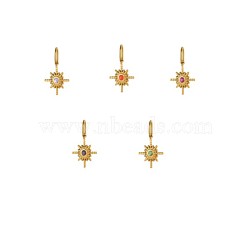 304 Stainless Steel Cubic Zirconia Pendants, Star Charms, Ion Plating(IP), with Jump Ring, Real 14K Gold Plated, Mixed Color, 14x13mm(STAS-OY007-74G)