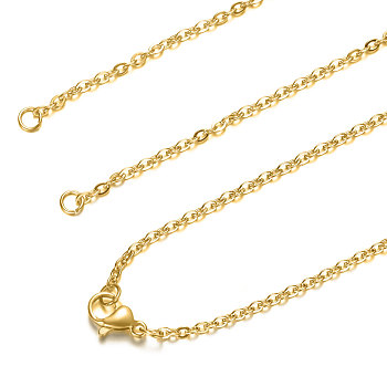 304 Stainless Steel Cable Chain Necklace Making, with Lobster Claw Clasps, Golden, 28.1 inch~28.3 inch(71.5~72cm), 1.5mm, Hole: 2.5mm