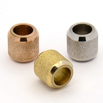 Stainless Steel Textured Beads, Large Hole Column Beads, Mixed Color, 10x10mm, Hole: 6mm