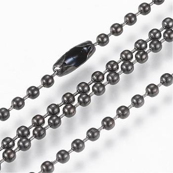 304 Stainless Steel Ball Chain Necklace, Gunmetal, 29.5 inch(75cm)x2.3mm