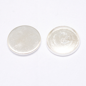 Brass Cabochon Settings, DIY Material for Hair Accessories, Lead Free and Cadmium Free, Flat Round, Silver Color Plated, about 20mm in diameter, Tray: 18mm