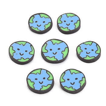 Handmade Polymer Clay Cabochons, Flat Round with Expression, Cornflower Blue, 9~11x1.5~2mm, about 5500pcs/1000g