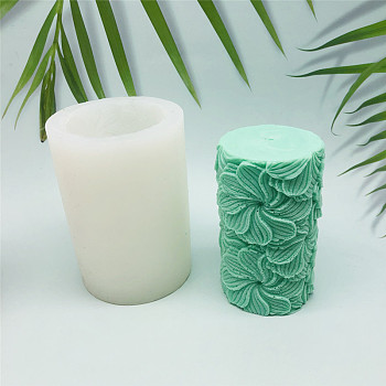 DIY Candle Silicone Molds, Resin Casting Molds, For UV Resin, Epoxy Resin Jewelry Making, Column with Flower, White, 8.3x1.1x12cm