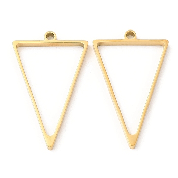 304 Stainless Steel Open Back Bezel Triangle Pendants, For DIY UV Resin, Epoxy Resin, Pressed Flower Jewelry, Real 18K Gold Plated, 37x23x3mm, Hole: 2.2mm, Inner Diameter: 29.5x20mm