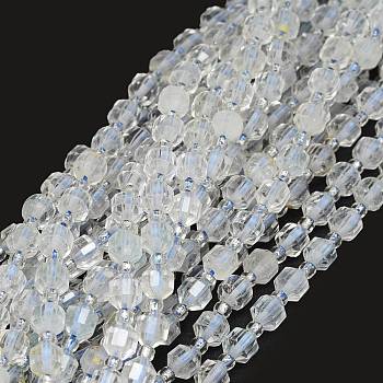 Natural White Topaz Beads Strands, with Seed Beads, Faceted, Bicone, Double Terminated Point Prism Beads, 5~7x6mm, Hole: 0.8mm, about 48pcs/strand, 15.55 inch(39.5cm)
