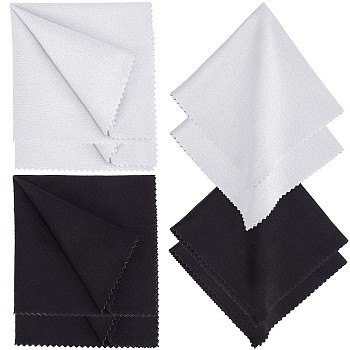8 Sheets 2 Colors Square Velvet Glasses Cleaning Cloth, Premium Cloth for Glasses, Lens, Screens, Black and White, 200x200x0.4mm, 4 Sheets/color