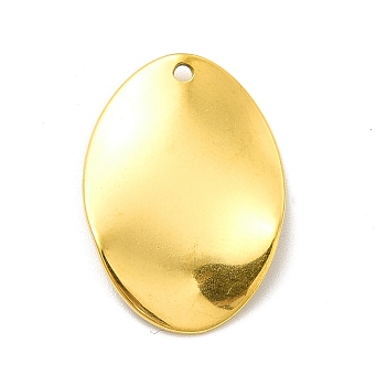 Ion Plating(IP) 201 Stainless Steel Pendants, Oval Charm, Golden, 22.5x16x1.5mm, Hole: 1.2mm