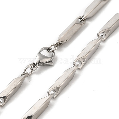 201 Stainless Steel Rectangle Bar Link Chain Necklace(NJEW-Q316-01C-P)-2