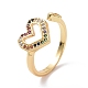 Colorful Cubic Zirconia Heart Open Ring(RJEW-P032-32G)-1