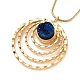 Natural Quartz Flat Round Pendant Necklace with 304 Stainless Steel Snake Chain(NJEW-K244-06G)-3