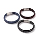Microfiber Leather Braided Flat Cord Bracelet with 304 Stainless Steel Magnetic Buckle for Men Women(BJEW-G658-02P)-1