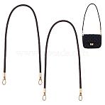 PU Imitation Leather Braided Bag Handles, with Golden Tone Alloy Swivel Clasps, Coffee, 59.5x0.6cm(PURS-WH0005-96A-04G)