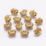 Tibetan Style Alloy Beads, Rectangle, Antique Golden, Lead Free & Nickel Free & Cadmium Free, 12x9x4.5mm, Hole: 1mm(X-GLF5078Y-NF)