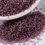 MIYUKI Round Rocailles Beads, Japanese Seed Beads, (RR142) Transparent Smoky Amethyst, 15/0, 1.5mm, Hole: 0.7mm, about 5555pcs/bottle, 10g/bottle(SEED-JP0010-RR0142)