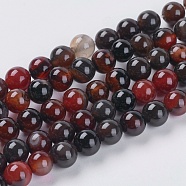 Natural Agate Beads Strands, Dyed, Round, Dark Red, 6mm, Hole: 1mm(G-G515-6mm-04)