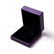 Plastic Jewelry Boxes, Covered with PU Leather, Rectangle, Purple, 9.2x9.1x4.3cm(LBOX-L004-D02)
