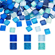400Pcs 2 Styles Glass Cabochons, Mosaic Tiles, for Home Decoration or DIY Crafts, Square, Mixed Color, 10x10x4mm, 200pcs/color(GGLA-TA0001-09C)