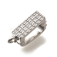 Brass Micro Pave Clear Cubic Zirconia Snap Clasps, Platinum, 15x4.5x6.5mm, Hole: 1.6mm(KK-U055-16P)