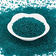 TOHO Japanese Seed Beads, Round, 11/0, (7BDF) Transparent Frost Teal, 2x1.5mm, Hole: 0.5mm, about 42000pcs/pound(SEED-F002-2mm-7BDF)