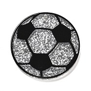 Transparent Resin Pendants, Sport Ball Charms with Glitter Powder, Football, 35x3mm, Hole: 1.5mm(RESI-M037-02D)