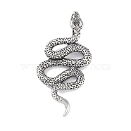 316 Surgical Stainless Steel Big Pendants, Snake Charm, Antique Silver, 53.5x25.5x8.5mm, Hole: 4.5x6.5mm(STAS-E212-24A-AS)