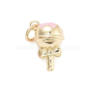 Rack Plating Brass Enamel Charms, Cadmium Free & Lead Free, Long-Lasting Plated, Real 18K Gold Plated, Lollipop, 13x8.5x8mm, Hole: 3mm(KK-G512-19A-G)