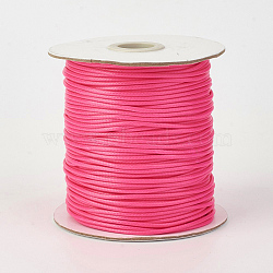 Eco-Friendly Korean Waxed Polyester Cord, Deep Pink, 0.8mm, about 174.97 yards(160m)/roll(YC-P002-0.8mm-1180)