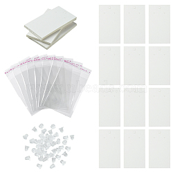 Earring Displays Cards, with Plastic Ear Nuts and Pearl Film OPP Cellophane Bags, White, 9x5cm(CDIS-FS0001-12D)