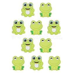 10Pcs 2 Styles Frog Silicone Beads, Chewing Beads For Teethers, DIY Nursing Necklaces Making, Mixed Color, 31.2x23.5x10mm, Hole: 2mm(JX693A)