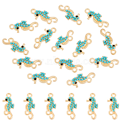 50Pcs Alloy Jet Rhinestone Connector Charms, with Resin, Sea Horse Links, Light Gold, 24.5x10x3.5mm, Hole: 2mm(FIND-DC0002-70)