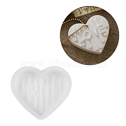 DIY Pendant Silicone Molds, Resin Casting Molds, for UV Resin, Epoxy Resin Craft Making, White, Heart, 57x63x11.5mm, Hole: 2.5mm(SIL-F012-01E)