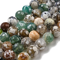 Faceted Natural Fire Crackle Agate Beads Strands, Round, Dyed & Heated, Mixed Color, 11.5mm, Hole: 1.6mm, about 31pcs/strand, 14.76''(37.5cm)(G-F447-12mm-N03)