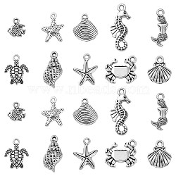 Tibetan Style Alloy Pendants, Cadmium Free & Lead Free, Mixed Shapes, Antique Silver, 15x13x2mm, Hole: 2mm, 50pcs/Box(TIBEP-CJ0001-10)