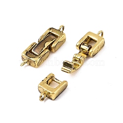 Brass Fold Over Clasps, Rectangle, Cadmium Free & Lead Free, Golden, 22~24x7x4mm, Hole: 1mm(KK-I591-06-A-RS)