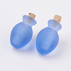 Handmade Lampwork Perfume Bottle Pendants, Essential Oil Bottle, Frosted, Cornflower Blue, 29~30mm, Hole: 5~5.5mm, Bottle Capacity: 0.5~1ml(0.017~0.03 fl. oz)(LAMP-P044-M05)