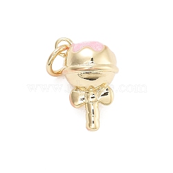 Rack Plating Brass Enamel Charms, Cadmium Free & Lead Free, Long-Lasting Plated, Real 18K Gold Plated, Lollipop, 13x8.5x8mm, Hole: 3mm(KK-G512-19A-G)