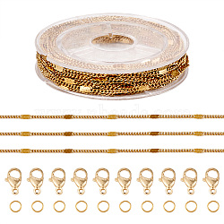 DIY 304 Stainless Steel Figaro Chain Necklaces Bracelet Making Kit, Jewelry Set, Real 18K Gold Plated, 2~5x1.5~2x0.2~0.3mm(DIY-TA0009-98)