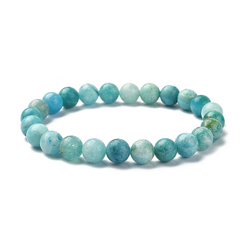 Natural Hemimorphite Round Beaded Stretch Bracelets, Inner Diameter: 2-1/8 inch(5.5cm), Beads: 8mm