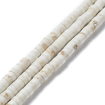 Natural Howlite Beads Strands, Flat Round/Disc, Heishi Beads, 6x3~3.5mm, Hole: 1mm, about 114pcs/strand, 14.65~14.76''(37.2~37.5cm)