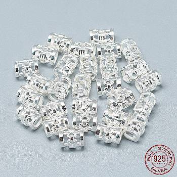 925 Sterling Silver Beads, with 925 Stamp, Column, Silver, 6.5x5mm, Hole: 3mm