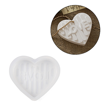 DIY Pendant Silicone Molds, Resin Casting Molds, for UV Resin, Epoxy Resin Craft Making, White, Heart, 57x63x11.5mm, Hole: 2.5mm