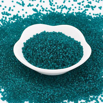 TOHO Japanese Seed Beads, Round, 11/0, (7BDF) Transparent Frost Teal, 2x1.5mm, Hole: 0.5mm, about 42000pcs/pound