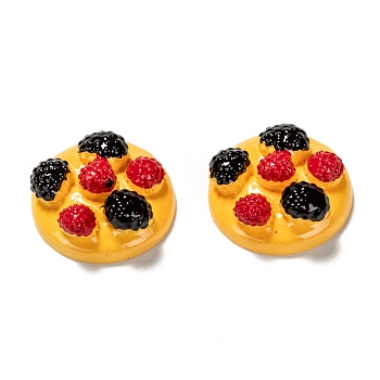 Resin Cabochons, Imitation Food, Cake, Half Round with berry, Gold, 26x11mm