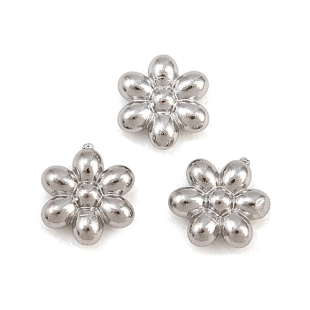 304 Stainless Steel Cabochons, Flower, Stainless Steel Color, 6x7x2mm