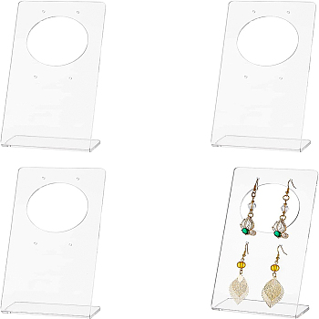 Transparent Acrylic Earring Display Stands, L-Shaped for 2 Pairs Dangle Earring Display, Clear, 8x4x16cm, Hole: 2.2mm
