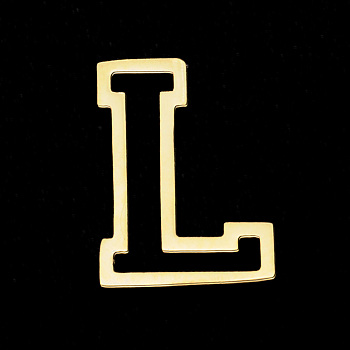 Vacuum Plating 201 Stainless Steel Charms, Laser Cut, Letter, No Hole, Letter.L, 12x9x1mm